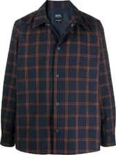 A.p.c. L98213 Mens Plaid Blouson Rodney Straight Fit Shirt Jacket Size S