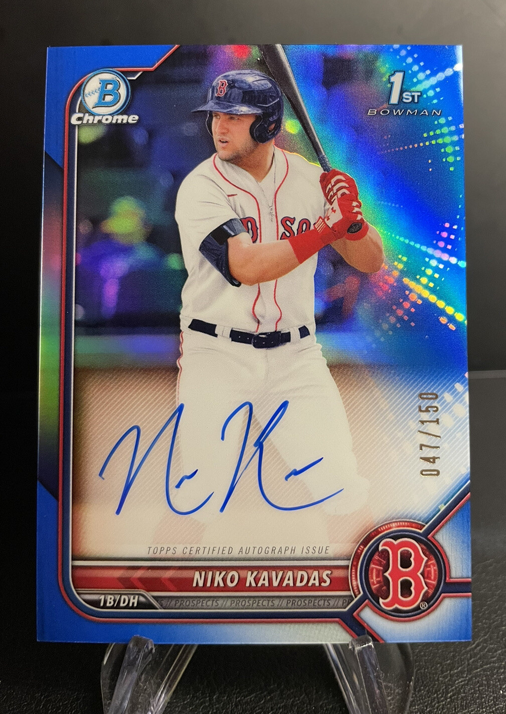 2022 Bowman Chrome NIKO KAVADAS Auto 1st True Blue Ref. /150
