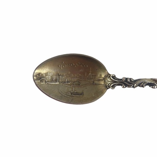 Antique Sterling Silver Souvenir Spoon Toronto Canada Enamel Demitasse Size 1901 - Picture 4 of 7