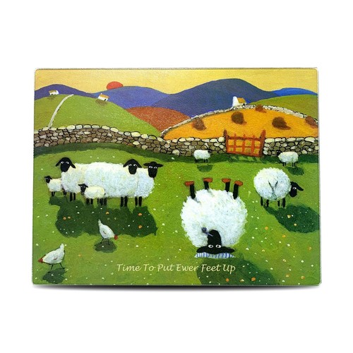 Glass Worktop Saver Kitchen Chopping Board Cutting Utensil Sheep Irish/Scottish - Picture 10 of 11