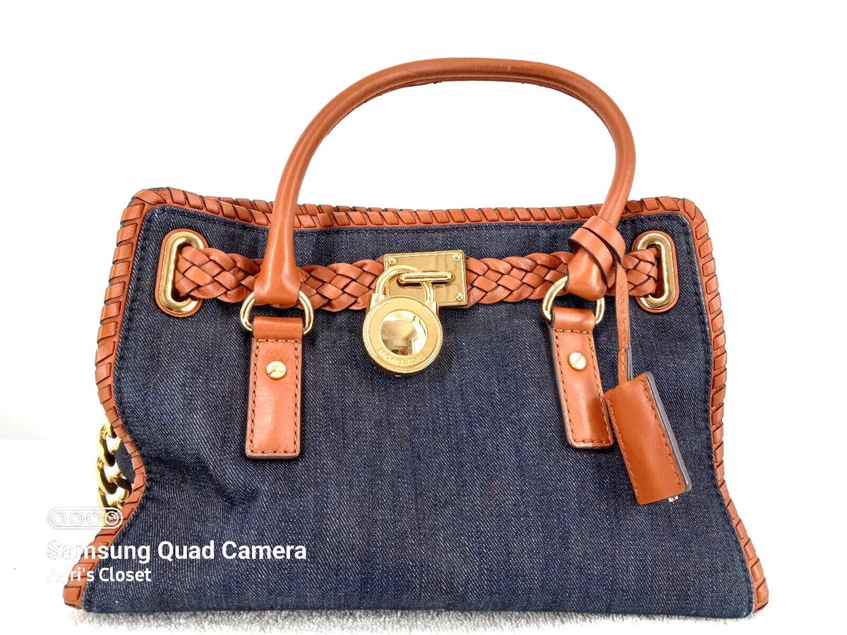 Michael Kors Whipped Hamilton Blue Denim Shoulder Bag with Lock