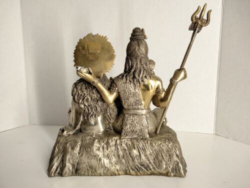 BRASS STATUE HINDU LORD SHIVA GODDESS PARVATI BABY GANESHA- 9 IN- 8.7 lbs. - Picture 9 of 13