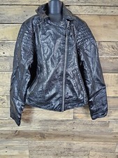 Abercrombie Black Jacket Full Zip 11/12 Kids Faux Leather Chest 30" Length 20"
