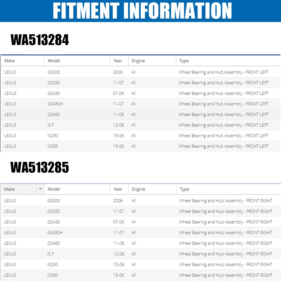 2PC Front Wheel Hub Bearing Assembly Fit for Lexus GS350 GS430 GS460 IS250 IS350 - Imagem 3 de 4