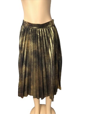 Zara Woman Black And Gold Pleated Skirt - Size Medium 