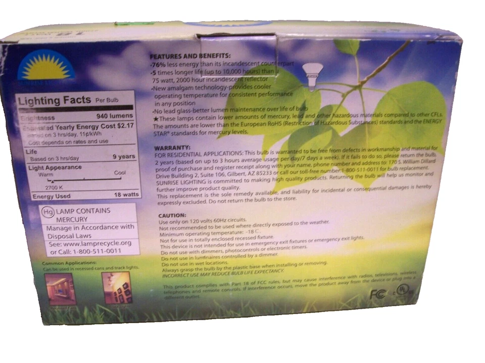 3 Floodlight Bulbs Power Energy Saver 18W Warm White 2700 K Bulb R30  940 Lumens - Image 2 of 4