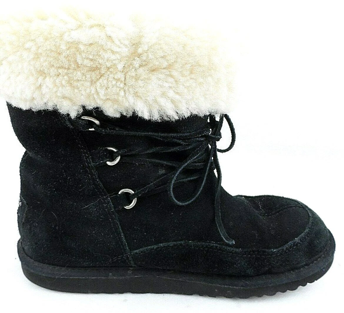 Stivali Ugg donna neri scamosciati foderati in shearling pieghevoli S N5207 taglia 5 ottimi!