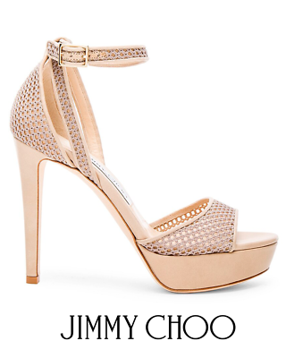 Jimmy Choo Kayden Beige Leather Mesh Platform Sandals 6 US (0352