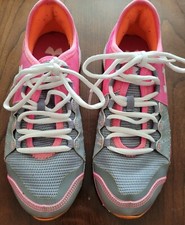 Under Armour Youth size 6 Micro G Assert 7 Running Shoes Pink Mesh Lace Up Low