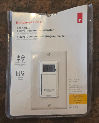 Honeywell Home RPLS730B 7-Tage Programmierbare Lichtschalter Zeitschaltuhr in Weiß