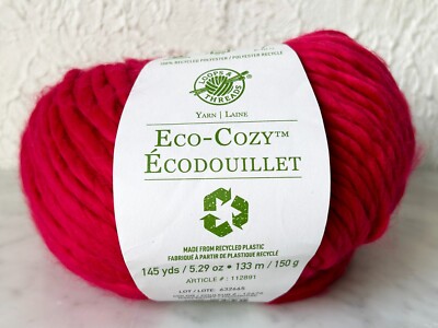 Loops & Threads Eco-Cozy Recycled Polyester Bulky Yarn - 1 Skein Raspberry 12676