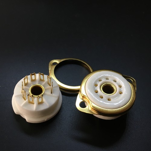 10Pcs 9Pin Ceramic Gold Vacuum Tube Sockets For EL84 12AX7 ECC82 ECC81 Tube Amps - Picture 6 of 7