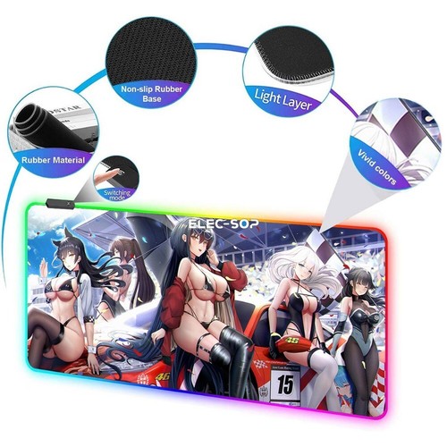Azur Lane Atago Gaming Anime Girl Large RGB Mouse Pad Keyboard Play Table Mat - 第 5/19 張圖片