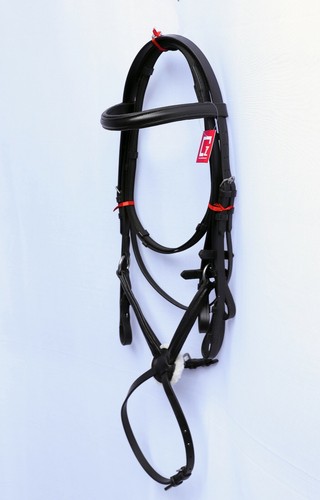 REAL LEATHER GRACKLE CROSS NOSEBAND BRIDLE FULL, COB AND PONY SIZE - Picture 2 of 9