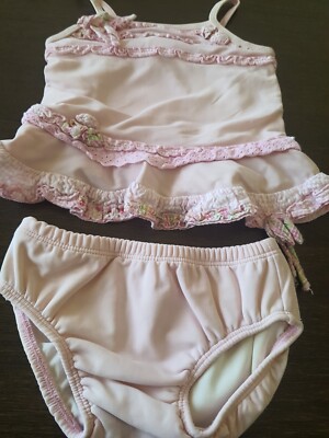 Kate Mack baby infant girl size 12 M two piece tankini swimsuit bathingsuit pink