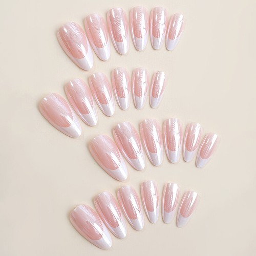 24 piezas Uñas postizas Diseño Mariposa Cubierta Completa Ataúd Largo Uñas postizas Puntas de uñas - Imagen 7 de 14