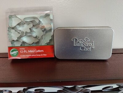 Pampered Chef Cut Outs MINIS w/Tin 7 pcs + Wilton 12 pc Mini Cutters