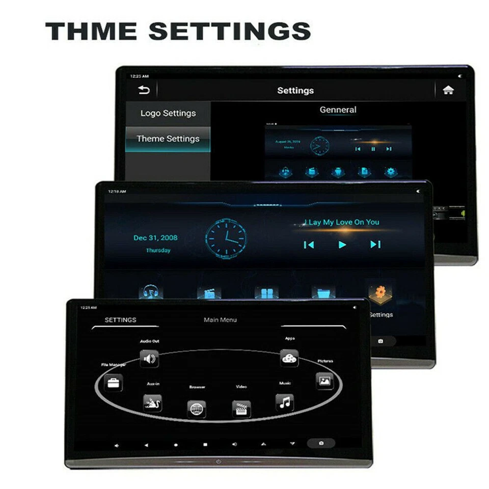 2X 13.3"Android 10.0 Car Headrest Monitor 1080P Touch Screen WIFI BT HDMI FM MP5 - Image 2 of 4