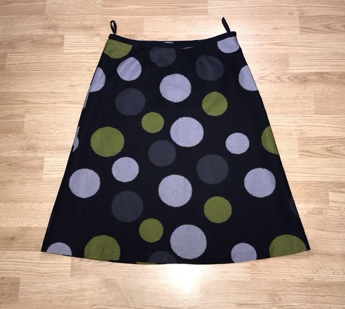 LAURA ASHLEY Dark Grey Polka Dot A-Line Knee Length Linen Cotton Skirt UK 12 - Picture 10 of 10
