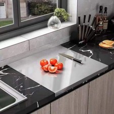 50*40CM Stainless Steel Worktop Saver Square Edge Chopping Board Extra Large
