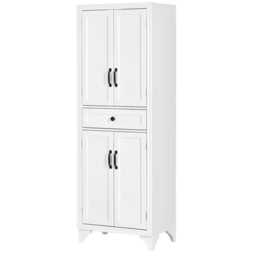 White Wood Pantry Cabinet 23.5" w/ Drawer Adjustable Shelves NEW Kitchen Storage - Picture 2 of 12