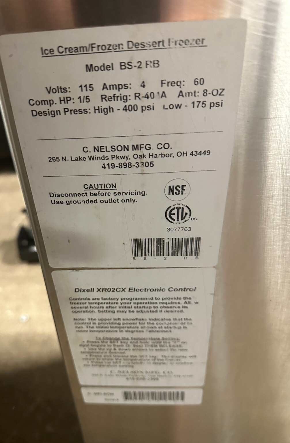 C. Nelson BS2-RB TWO HOLE Dipping Cabinet Ice Cream frozen Dessert Freezer