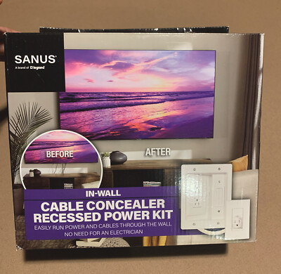 Sanus In-Wall Cables Concealer Recessed Power Kit Wall Mount Screen BSA-IWP1-W1