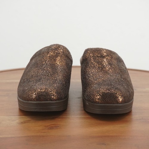Mephisto Womens Satty Crackled Leather Mule Clogs Size 38 / 8 Brown Metallic - Picture 3 of 9