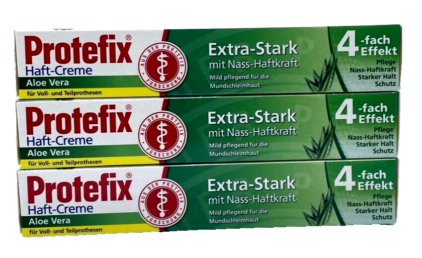 Protefix Haftcreme Aloe Vera Extra Stark Nass Haftkraft 4 fach Effekt 3 x  47g | eBay.de