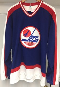 RARE Vintage 1979-80 Winnipeg Jets Mens Large 1st NHL season Blue Away Jersey | eBay