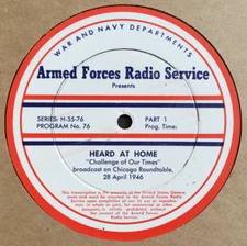RARE C. E. M. JOAD FREDERICK WHYTE FREEDOM FORUM RADIO SHOW TRANSCRIPTION DISC