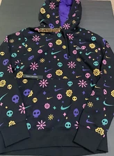 Nike NSW Club DAY OF THE DEAD Pullover Hoodie CJ3516-010 Black-Size Small
