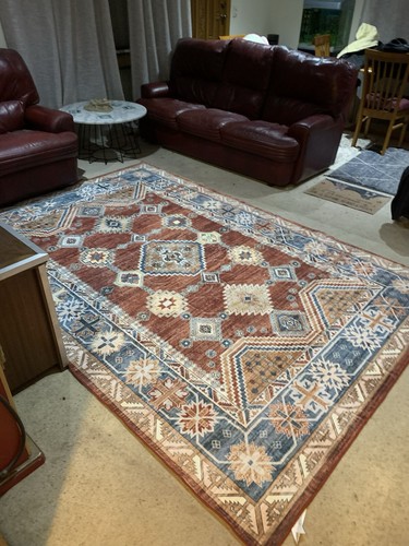 DEAL Extra Large Rug/ Beige Charcoal Red Brown Persian Carpet/Washable Rugs - Picture 7 of 67