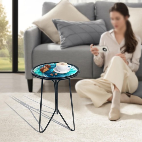 LIFFY Patio Side Table, Small Round End Table, Metal Side Table Outdoor, Small - Picture 2 of 6