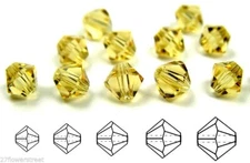 Czech Bicone Crystal Beads Light Colorado Topaz pale brown Rondelle Diamond