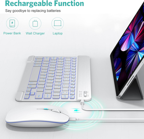 Bluetooth Keyboard and Mouse Combo for iPad - Rechargeable Wireless Keyboard US - Picture 4 of 12
