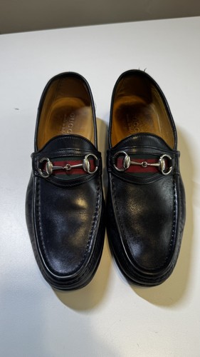 GUCCI Men's Black Leather Web Horsebit Loafers Size 7 Men’s 7D - Picture 10 of 10