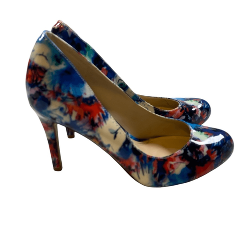 Rare Marc Fisher Women’s Blue Floral Faux Patten Leather 3.5” Pump - Size 6.5” - Picture 6 of 8