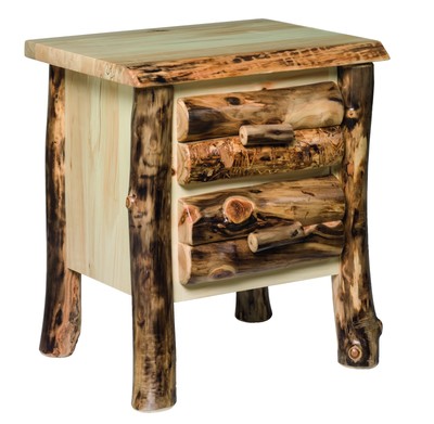 Rustic Aspen Log Nightstand 2 Drawer Amish Made In The Usa 605930745870 Ebay