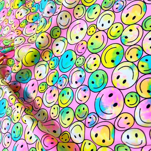 Printed Happy Faces Tie Dye Print Spandex Stretch Fabric 60" Swimsuit By Yard - Picture 4 of 6