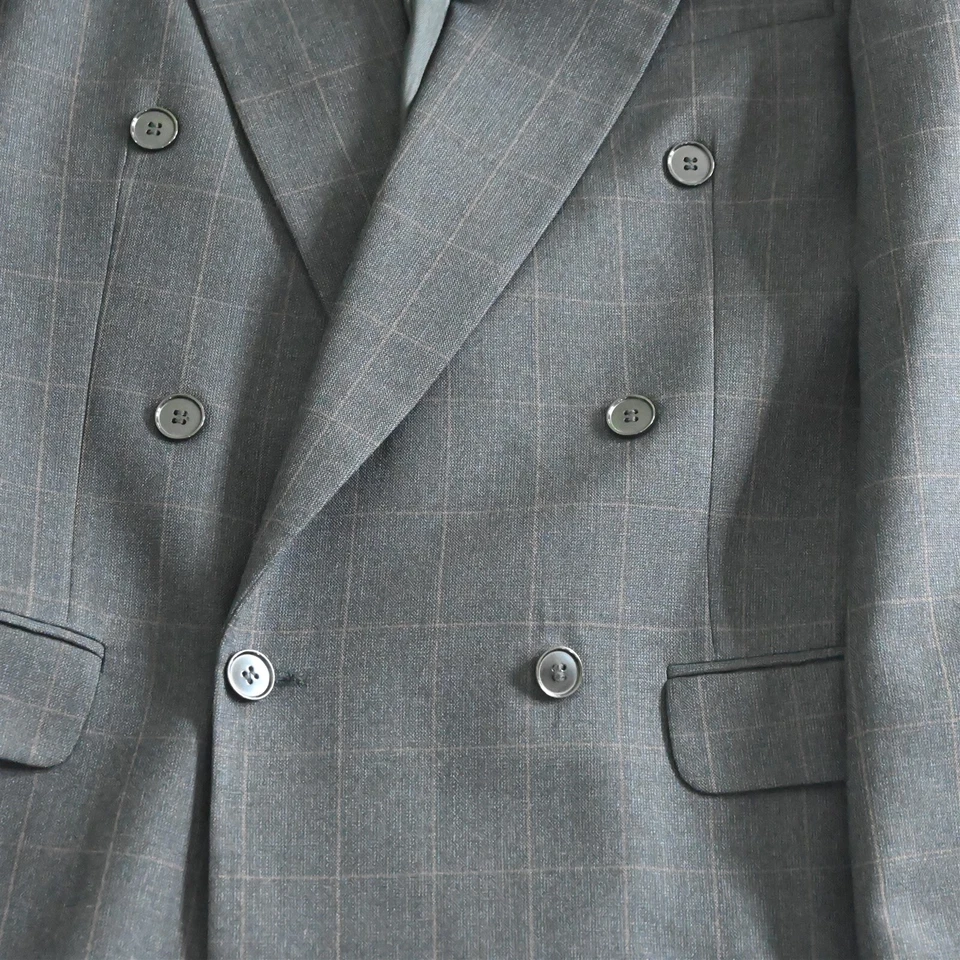 Chaqueta Blazer Abrigo Deportivo De Colección Bachrach 40L Alto Marrón Ventana Doble Pecho Foto 3 de 4