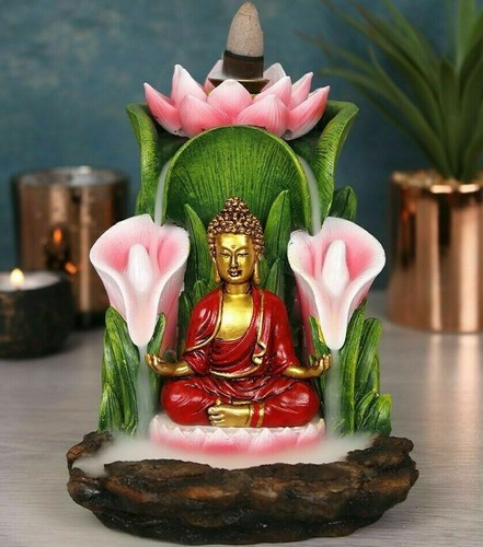 Buddha Weihrauchbrenner Rückfluss Lotusblume Rauch Rückflüsse spirituelle Geschenkbox - Bild 4 von 4