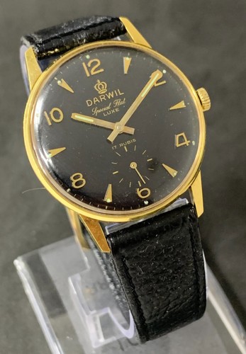 Rare Vintage DARWIL LUXE ,C.7018 ,Jew17,Hand-winding men's watch & box near mint - Picture 3 of 12