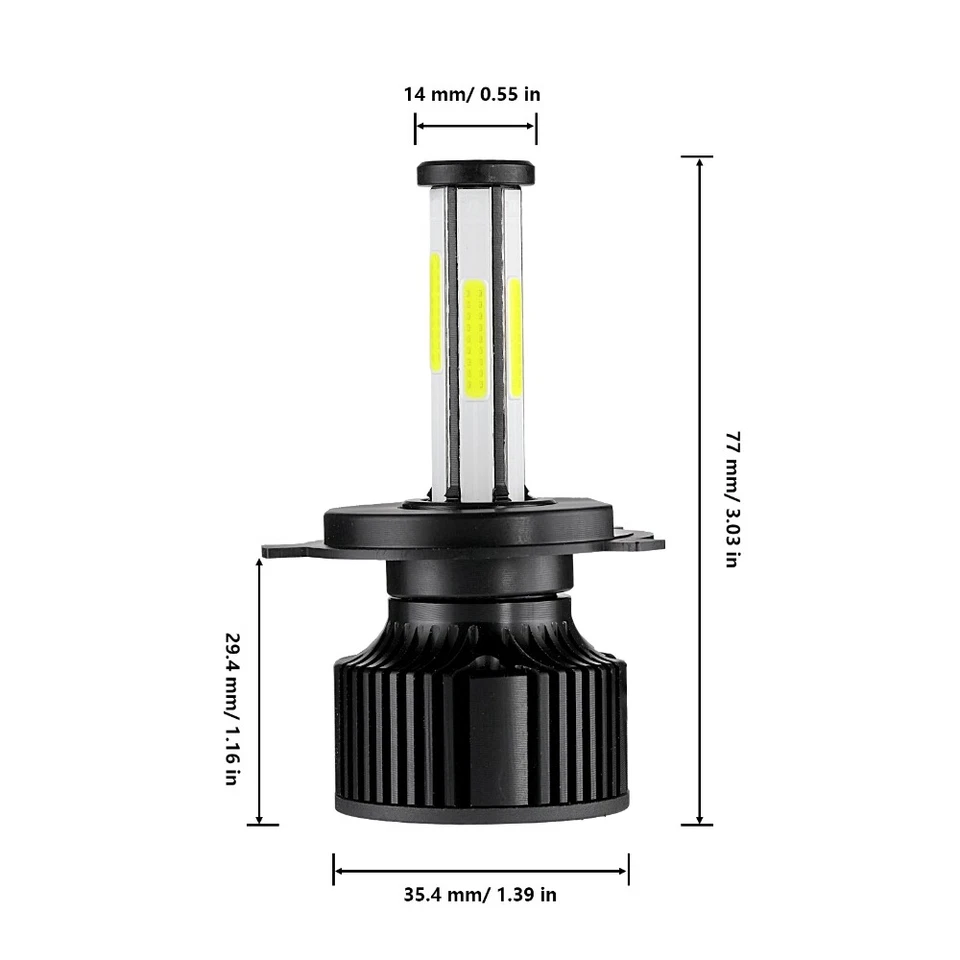 6-sides H4 9003 LED Headlight Hi/Low Beam 6000K Bulb For Motorcycle Super Bright - Image 3 of 4