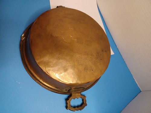 "Grande manico in ottone patina antico profondo primitivo martellato pentola in ottone patina 11" - Foto 16 di 17