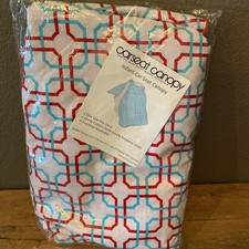 New Carseat Canopy Cover Geometric Pattern Red Blue and White