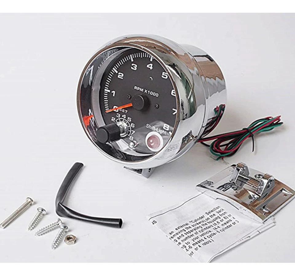 3.75"Car Tachometer Gauge 7Colors LED Backlight 0-8000RPM Adjustable Shift-Light - Image 3 of 4