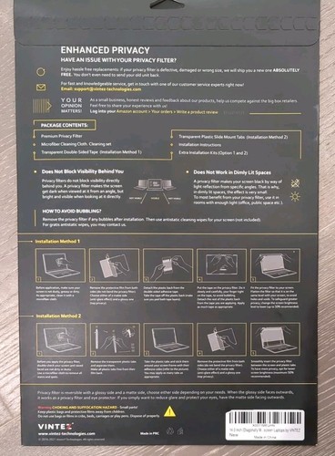 VINTEZ 14.0 Inch Laptop Privacy Screen Filter - Picture 2 of 3