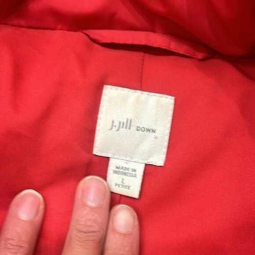 J. JIll Chloe down puffer jacket size large petite red/orange FLAWED - Picture 6 of 11