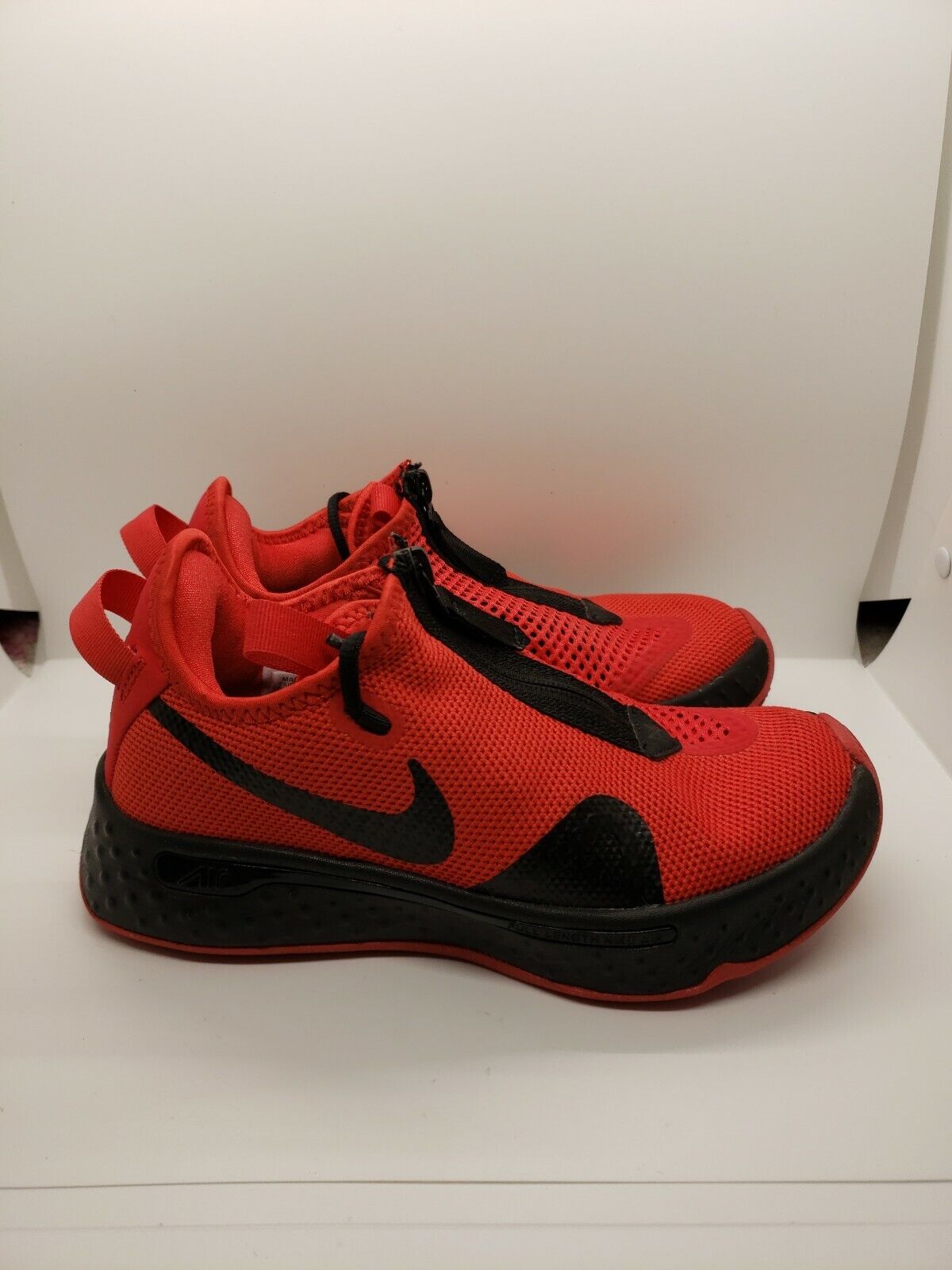 Nike By You Id Pg 4 Cq7339-991 Red Black Basketball Sneakers Size 5 | Ebay